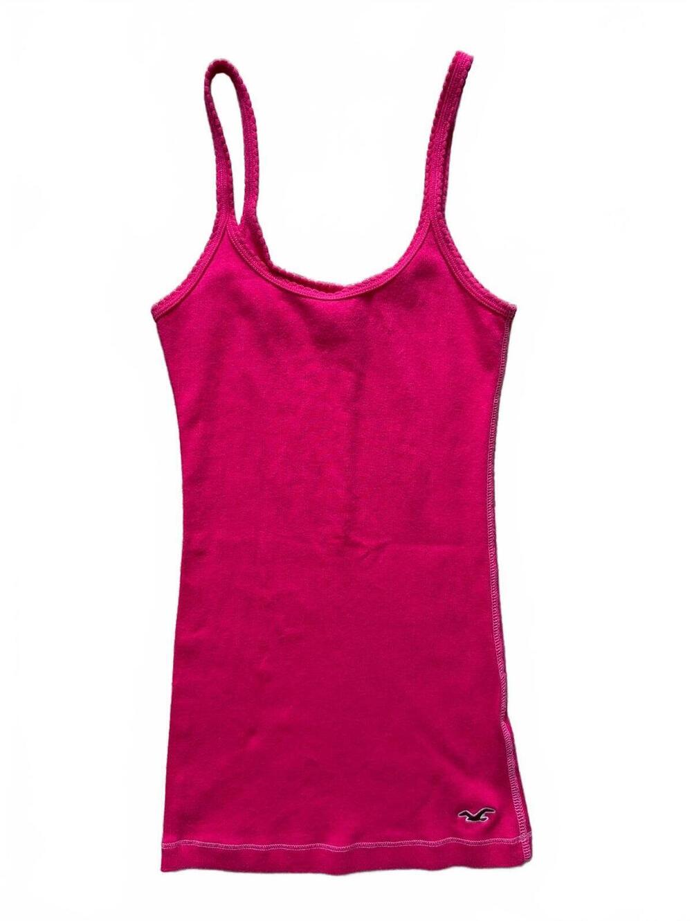 Hollister Cami Tank Top Womens Size S Hot Pink Fuchsia Slim Stretch Logo